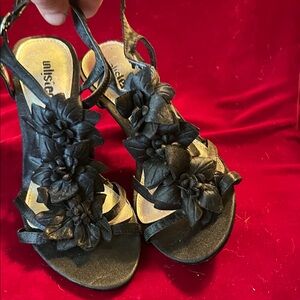 Unlisted Black Floral Holiday Women's Sandal/Heel